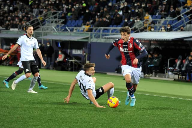 Aaron Hickey has been in good form for Bologna, earning a Scotland call-up.