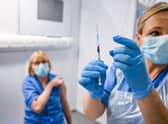 A patient receives the coronavirus vaccine at the Louisa Jordan Hospital in Glasgow. Photo: Jeff J Mitchell - Pool /Getty Images/