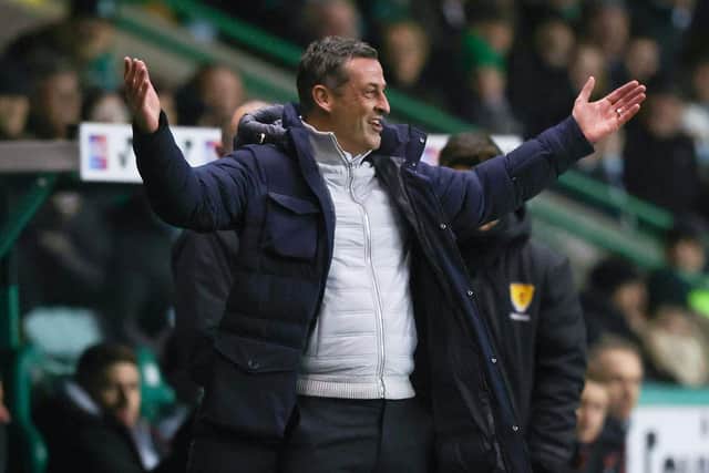 Hibs manager Jack Ross during a cinch Premiership match between Hibernian and Rangers at Easter Road, on December 01, 2021, in Edinburgh, Scotland.  (Photo by Craig Williamson / SNS Group)