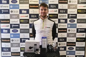 Jeff Wright with his array of prizes for winning The Renaissance Club Classic in East Lothian. Picture: Tartan Pro Tour