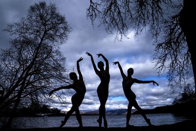 Scottish Ballet dancers on the banks of Loch Lomond. Picture: Jane Barlow/PA Wire