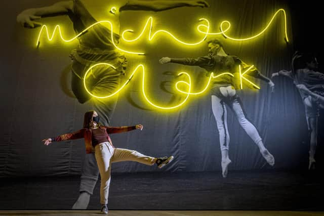 Dance student Emma Smith gets a preview of the Michael Clark: Cosmic Dancer exhibition at V&A Dundee. Picture: Jane Barlow/PA Wire