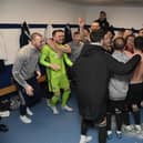 Darvel dressing room celebrations after winning 5-2 during a Scottish Cup third round match match against Montrose.