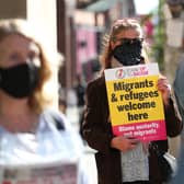 Demonstrators take part in a Refugees Welcome rally in Glasgow last year.