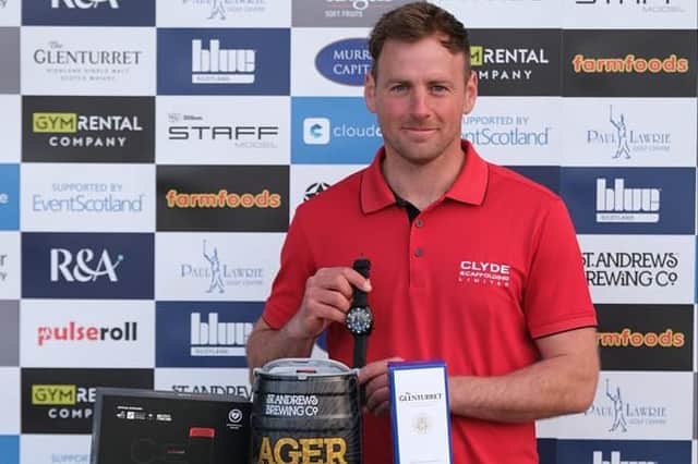 Gavin Hay celebrates his win in the Montrose Links Masters, the opening event of the 2021 Tartan Pro Tour. Picture: Tartan Pro Tour
