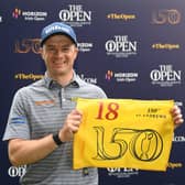 David Law shows his delight after qualifying for the 150th Open through his high finish in the Horizon Irish Open at Mount Juliet Estate in Thomastown, Ireland. Picture: Harry Murphy/R&A/R&A via Getty Images.