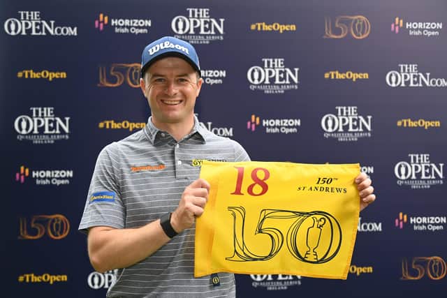 David Law shows his delight after qualifying for the 150th Open through his high finish in the Horizon Irish Open at Mount Juliet Estate in Thomastown, Ireland. Picture: Harry Murphy/R&A/R&A via Getty Images.