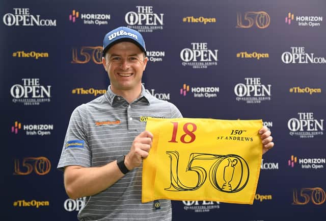 David Law shows his delight after qualifying for the 150th Open through his high finish in the Horizon Irish Open at Mount Juliet Estate in Thomastown, Ireland. Picture: Harry Murphy/R&A/R&A via Getty Images.