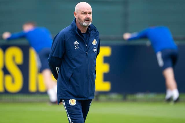 Scotland manager Steve Clarke at training ahead of Wednesday night's game. Picture: SNS