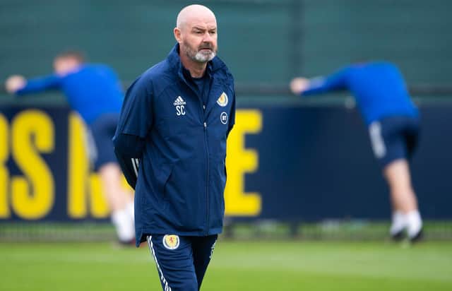 Scotland manager Steve Clarke at training ahead of Wednesday night's game. Picture: SNS