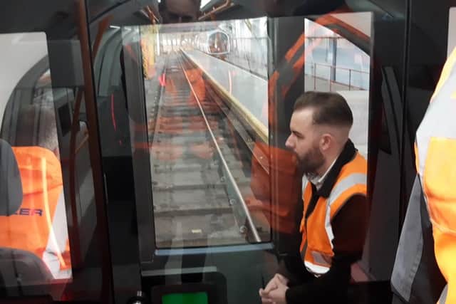 The driver's cab will become passenger seating with the partition removed when the trains switch to driverless mode in 2025. Picture: The Scotsman
