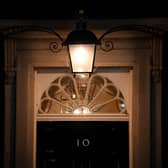 A street light illuminates the door of Number 10 Downing Street in central London. Picture: Daniel Leal/AFP via Getty Images