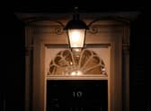 A street light illuminates the door of Number 10 Downing Street in central London. Picture: Daniel Leal/AFP via Getty Images