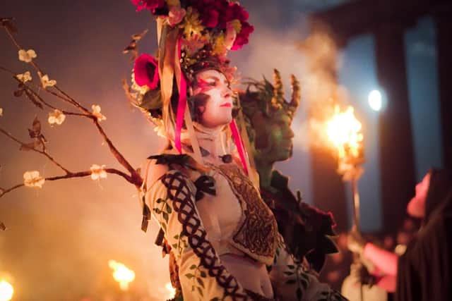 The May Queen and the Green Man on Calton Hill. Picture: Duncan Reddish / Beltane Fire Society