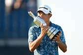 Open champion Collin Morikawa kisses the Claret Jug after his win at Royal St George's. Picture: Oisin Keniry/Getty Images.