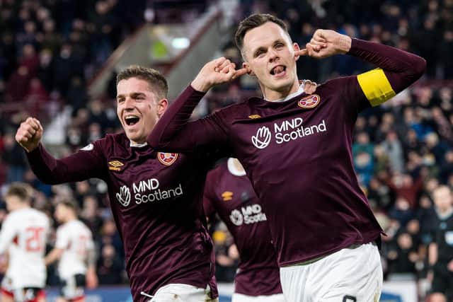Lawrence Shankland is one goal away from becoming the first Hearts player to hit 20 in a season in more than 30 years.  (Photo by Ross Parker / SNS Group)