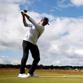 Rickie Fowler tees off on the fifth hole during a practice round prior to the Genesis Scottish Open at The Renaissance Club in East Lothian. Picture: Jared C. Tilton/Getty Images.
