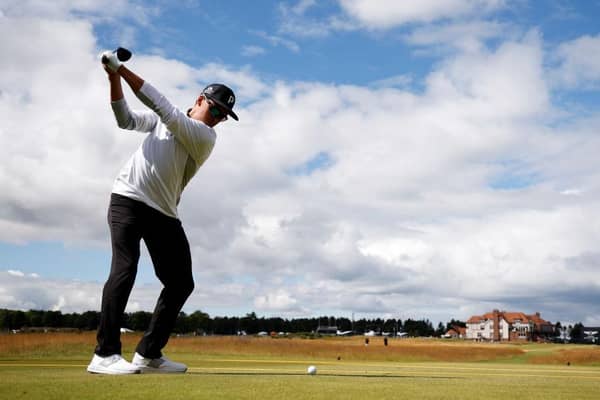 Rickie Fowler tees off on the fifth hole during a practice round prior to the Genesis Scottish Open at The Renaissance Club in East Lothian. Picture: Jared C. Tilton/Getty Images.