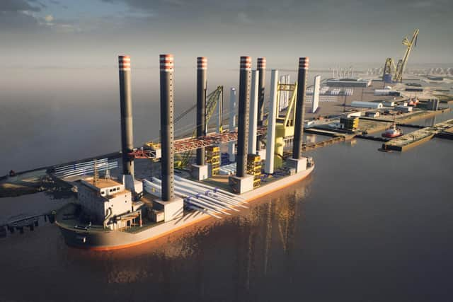 A  CGI of the new renewables hub at the Port of Leith, one of the seven Scottish port facilities operated by Forth Ports.