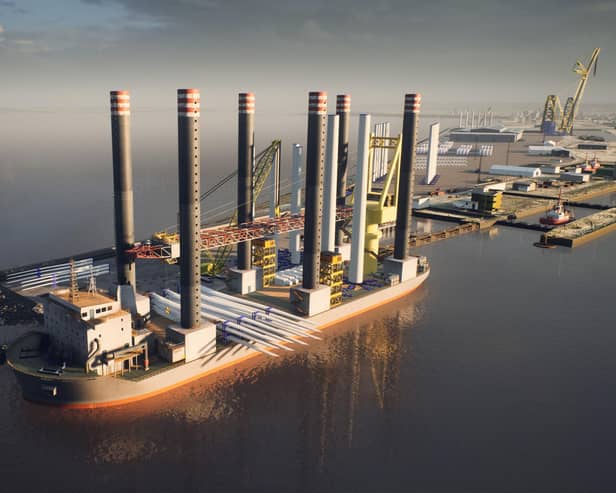 A  CGI of the new renewables hub at the Port of Leith, one of the seven Scottish port facilities operated by Forth Ports.