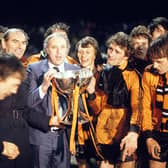 Jim McLean with the 1979 League Cup, Dundee United's first-ever major trophy, won against Alex Ferguson's Aberdeen at Dens Park