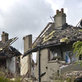 The scene this morning at Mallowdale Avenue, Heysham after a suspected gas explosion.