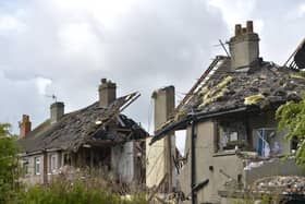 The scene this morning at Mallowdale Avenue, Heysham after a suspected gas explosion.