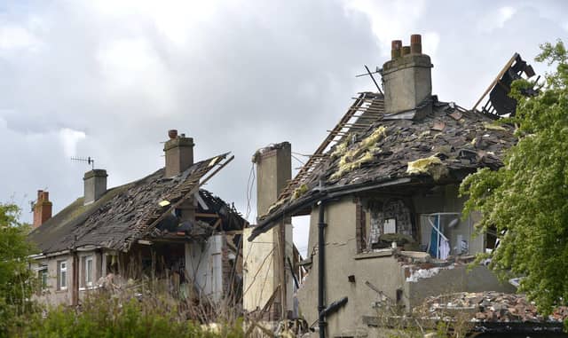 The scene this morning at Mallowdale Avenue, Heysham after a suspected gas explosion.
