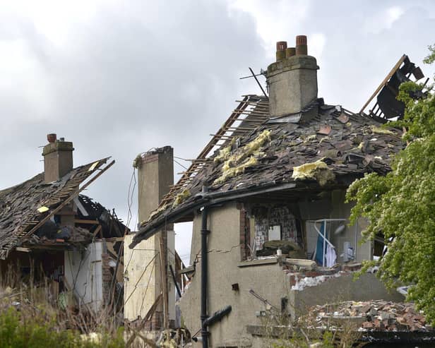 The scene this morning at Mallowdale Avenue, Heysham after a suspected gas explosion.