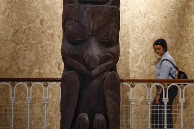 The totem pole has been on display at the museum since 1930, but will soon be returned to the Nisga'a Nation indigenous community in Canada. Picture: Jeff J Mitchell/Getty