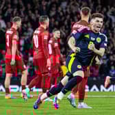 Billy Gilmour celebrates scoring for Scotland in the 3-2 defeat to Poland at Hampden Park on Thursday. (Photo by Alan Harvey / SNS Group)