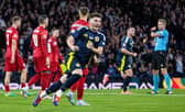 Billy Gilmour celebrates scoring for Scotland in the 3-2 defeat to Poland at Hampden Park on Thursday. (Photo by Alan Harvey / SNS Group)