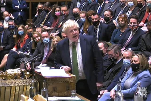 Prime Minister Boris Johnson speaks during Prime Minister's Questions. Picture - House of Commons/PA Wire