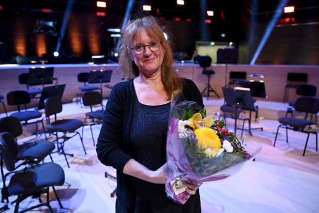 Danish author Solvej Balle poses after having been awarded with the Nordic Council Literature Prize for the original Danish version of On the Calculation of Volume I-III.