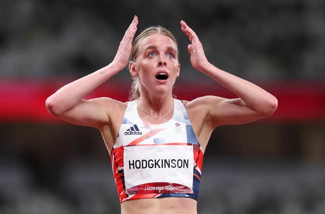Keely Hodgkinson reacts as she wins the silver medal in the Women's 800m final