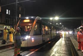 Tram testing in Leith Walk on the extension to Newhaven earlier this week (Picture: Neil Johnstone)