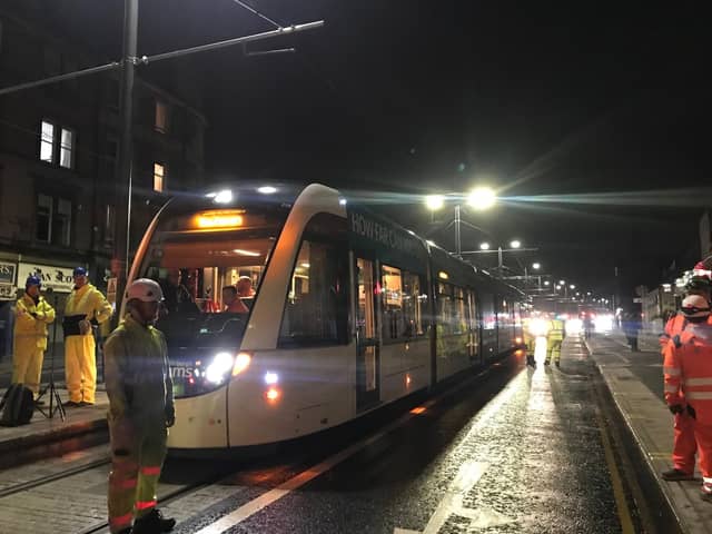 Tram testing in Leith Walk on the extension to Newhaven earlier this week (Picture: Neil Johnstone)