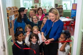 Cabinet Secretary Jenny Gilruth launches SLIF at the newly refurbished Leith Primary school library.