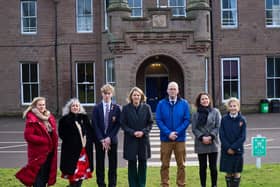 Jenny Gilruth MSP and Mairi Gougeon with schools staff and pupils.