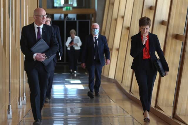 First Minister Nicola Sturgeon before First Ministers Questions on Wednesday at the Scottish Parliament, Edinburgh.