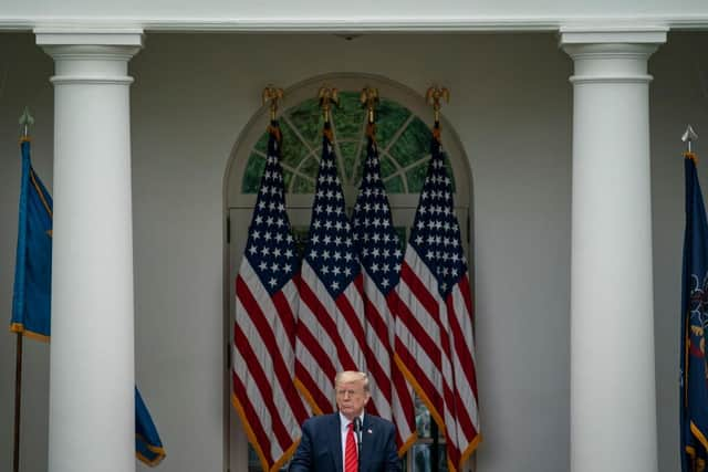 In a White House press briefing, Mr Trump said he had taken one of the anti-malarial pills every day “for about a week-and-a-half”, adding “and I’m still here.”
 (Photo by Drew Angerer/Getty Images)