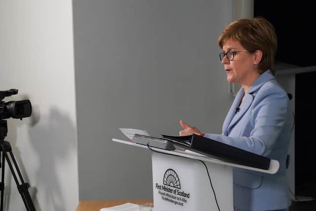 Nicola Sturgeon addresses a virtual meeting of the Scottish Parliament
