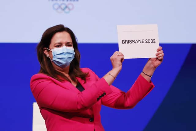 The Honourable Annastacia Palaszczuk MP, celebrates after Brisbane was announced as the 2032 Summer Olympics host city.