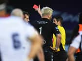 Glasgow's Oli Kebble (no 1) was sent off against Edinburgh during last season's Rainbow Cup match at Scotstoun but was replaced 20 minutes later. (Photo by Ross MacDonald/SNS)