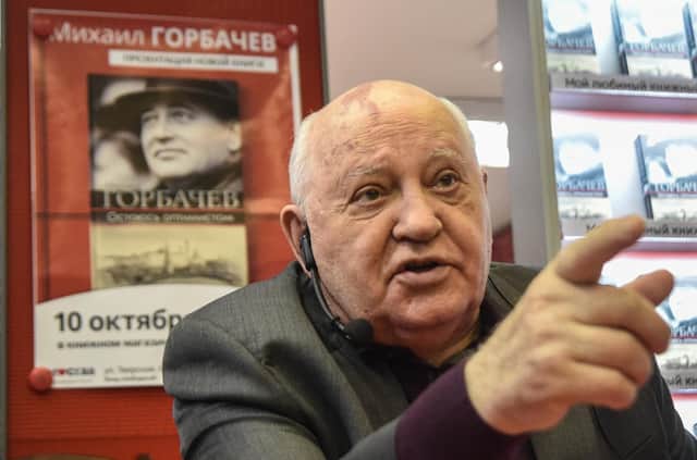 Mikhail Gorbachev speaks during the launch of his book 'I Remain an Optimist' at a book shop in Moscow in 2017 (Picture: Vasily Maximov/AFP via Getty Images)