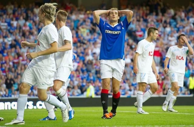 Nikica Jelavic rues a missed chance for Rangers - but scored in the second leg (Picture: SNS/Bill Murray)