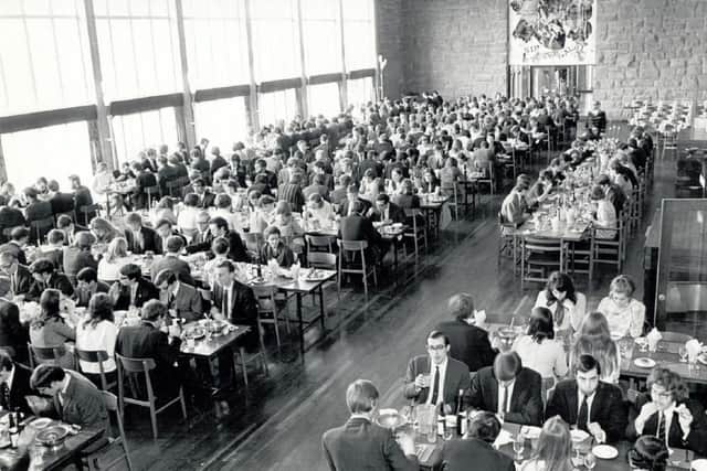 Athletes and officials dine at the Athlete's Village at Pollock Halls.