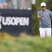 Rickie Fowler lines up a putt on the sixth green during the first round of the 123rd US Open at The Los Angeles Country Club. Picture: Richard Heathcote/Getty Images.