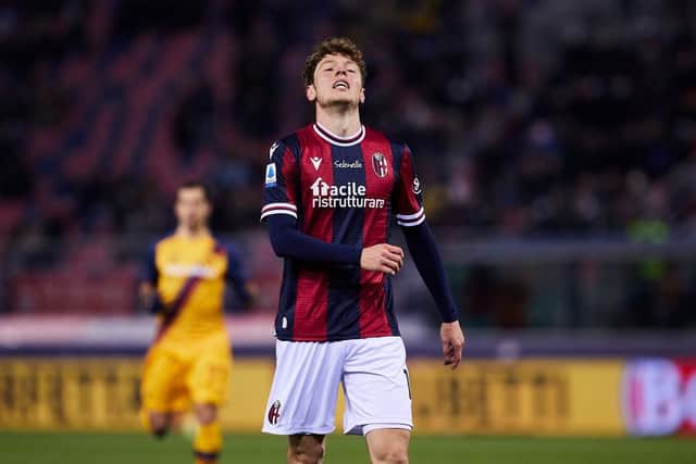 Skov Olsen hasn't replicated his scoring form with Nordsjælland and Denmark at Bologna. (Photo by Emmanuele Ciancaglini/CPS Images/Getty Images)