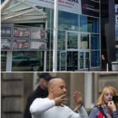 Cineworld at Fountainpark (top) and Vin Diesel, with director Justin Lin, on Edinburgh's Royal Mile filming the Fast and Furious sequel F9 - which has had its release date delayed. Picture: Lisa Ferguson/JPIMedia.
